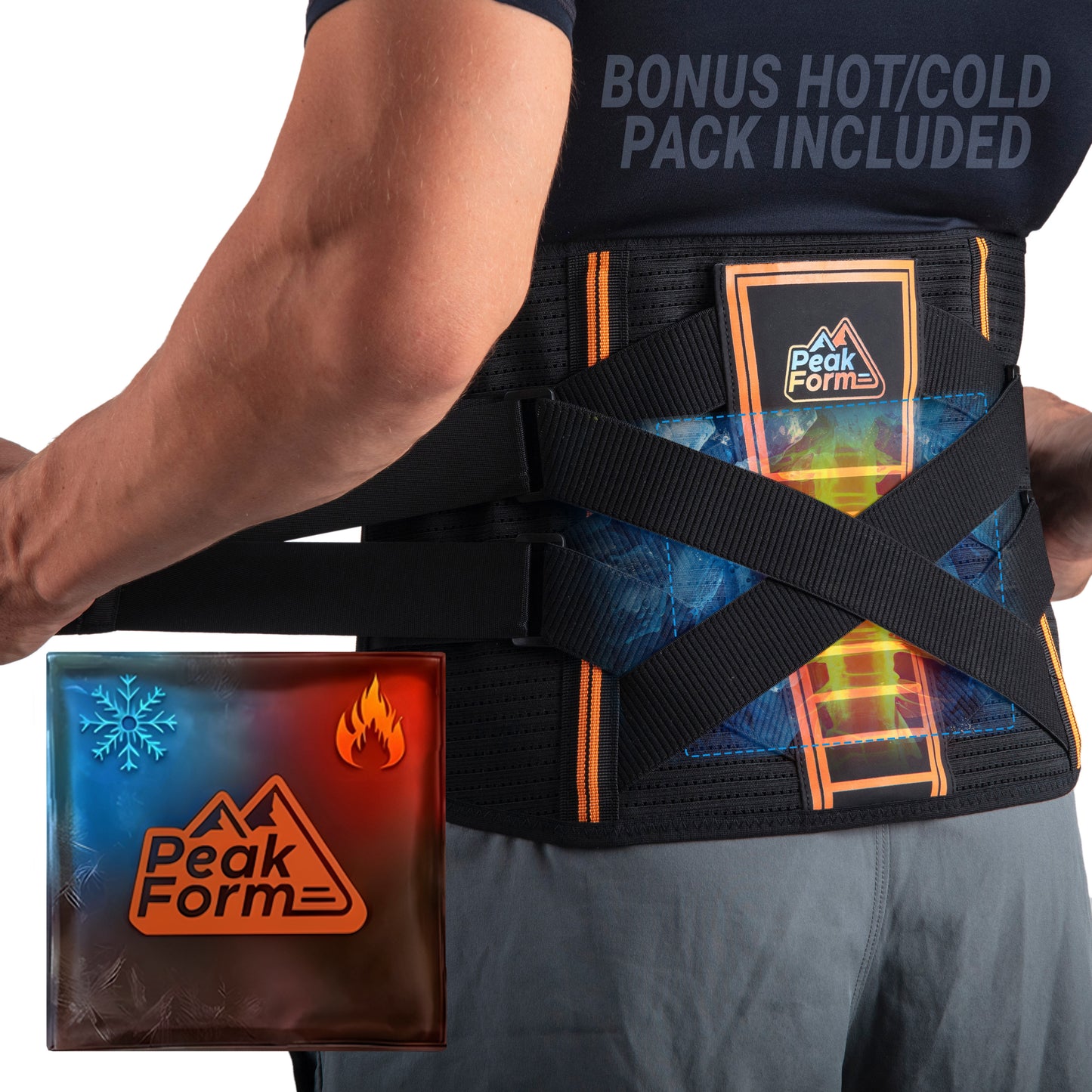 Back Support Brace with Hot Cold Therapy - PeakForm
