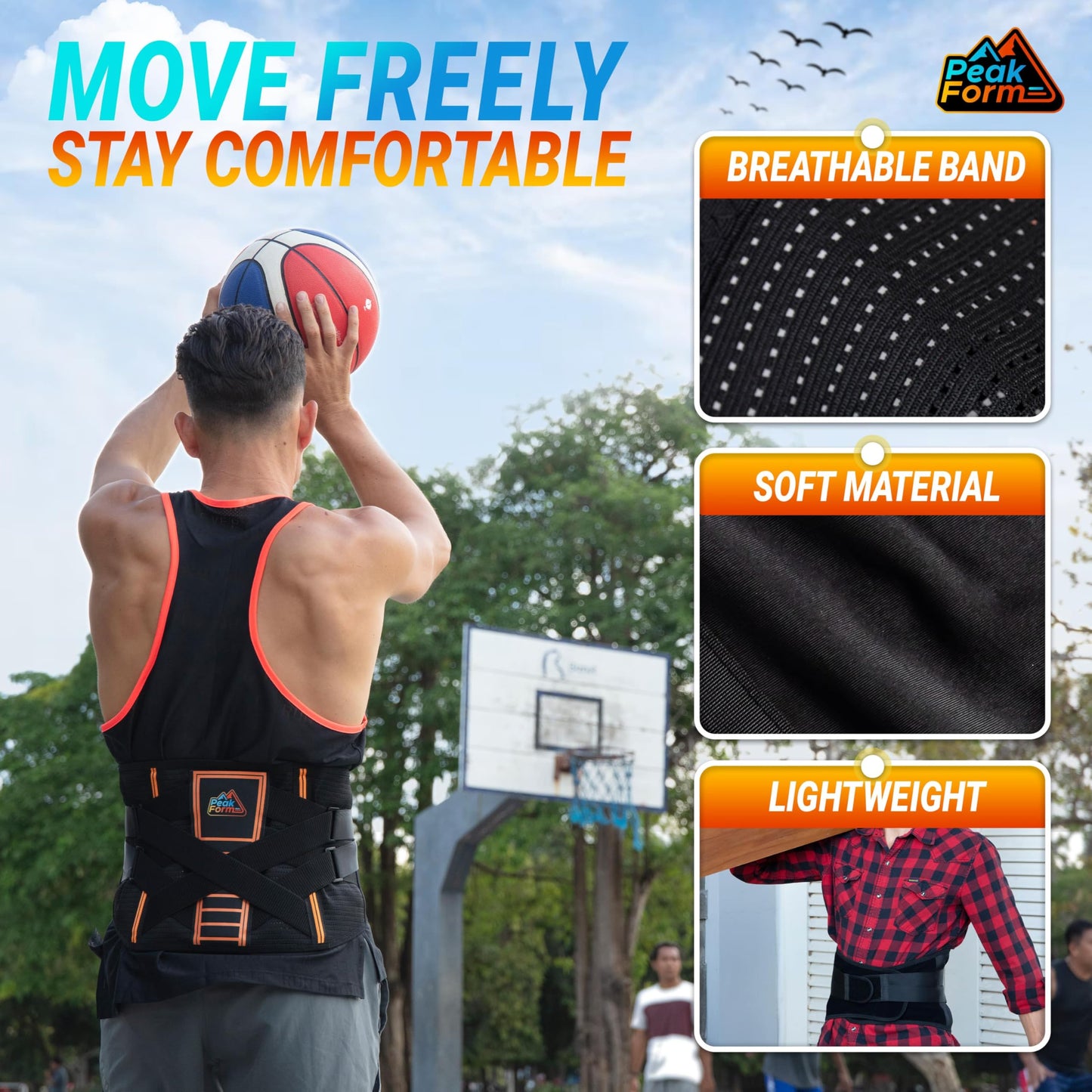 Back Support Brace with Hot Cold Therapy - PeakForm