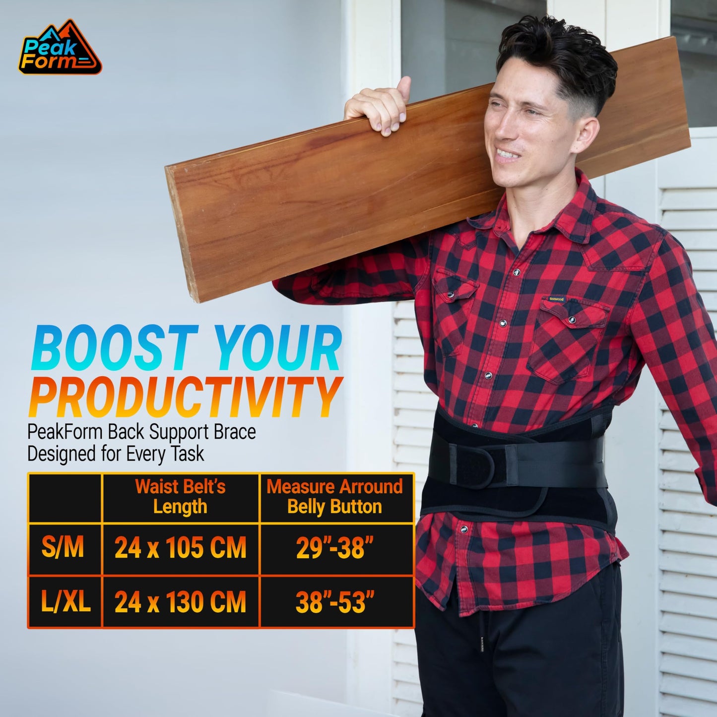 Back Support Brace with Hot Cold Therapy - PeakForm